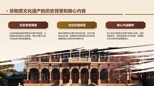 棕色中国风非遗文化的传承与创新之路PPT模板