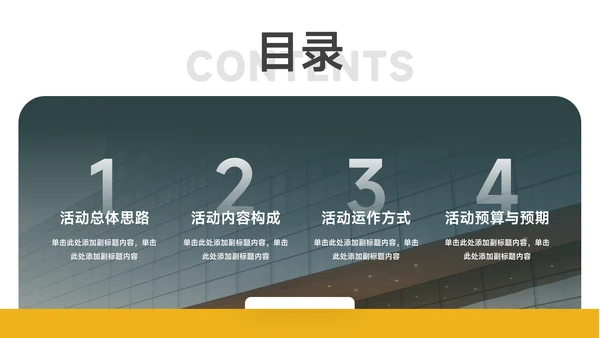 简洁实用绿黄公司宣传策划PPT模板
