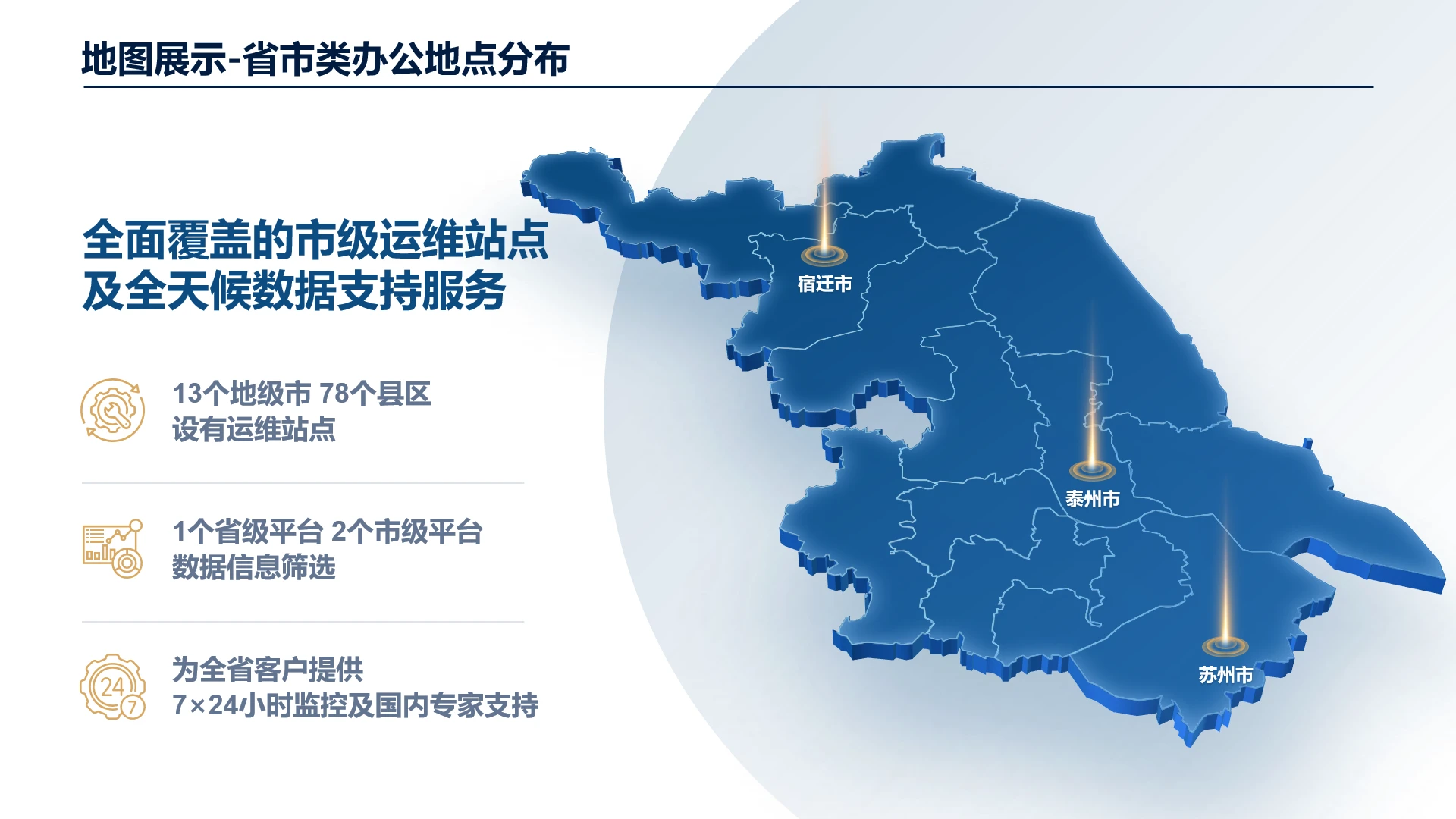 高端大气创意图文排版江苏省地图省市分公司办公地点分布