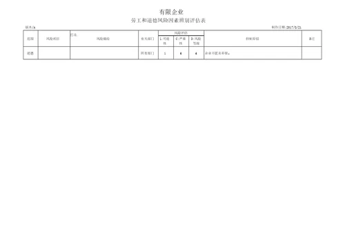 劳工与道德规范风险评估分析表