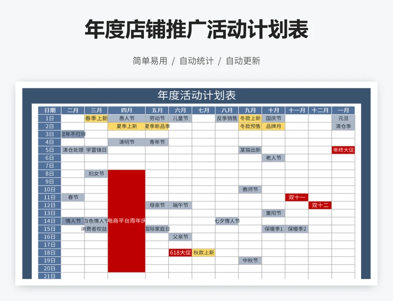 年度店铺推广活动计划表