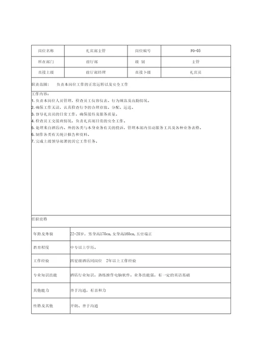 房务部工作手册