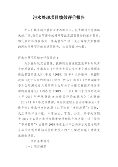 污水处理项目绩效评价报告.docx