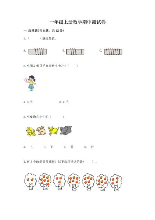 一年级上册数学期中测试卷【易错题】.docx