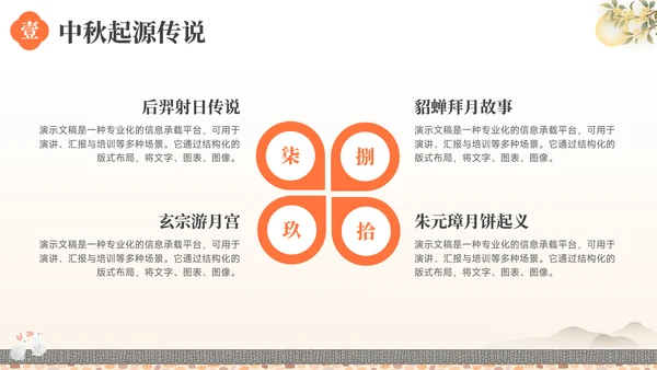 黄色中国风传统节日中秋节主题班会PPT模板