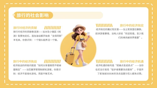 黄色3D风8月旅游攻略PPT模板