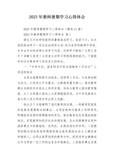 2023年教师暑期学习心得体会.docx