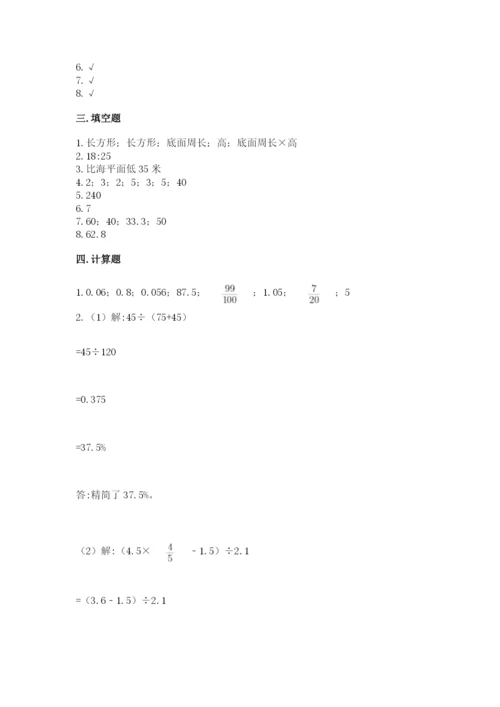 北师大版小学六年级下册数学期末检测试题附完整答案【典优】.docx