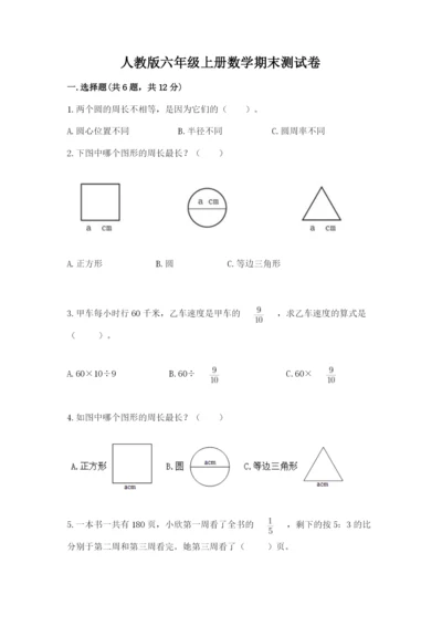 人教版六年级上册数学期末测试卷【各地真题】.docx