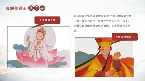 西游记真假美猴王的故事通用PPT模板