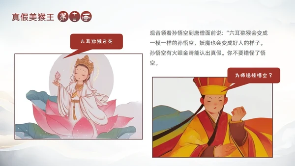 西游记真假美猴王的故事通用PPT模板