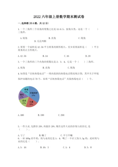 2022六年级上册数学期末测试卷含完整答案【夺冠系列】.docx