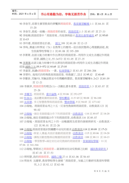 班级经营相关期刊论文目录.docx