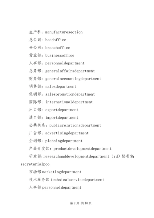 公司部门英文名 (2).docx