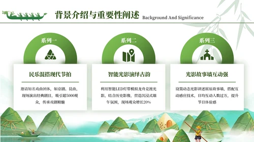 浅绿色3D风端午节活动策划PPT模板