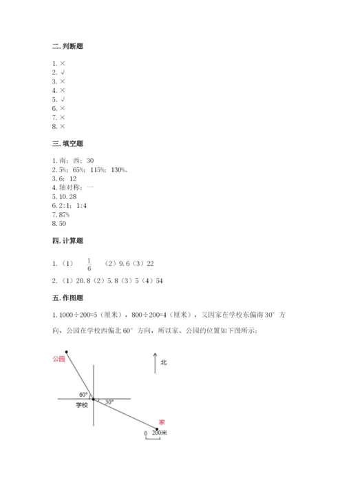 小学六年级上册数学期末测试卷及参考答案1套.docx