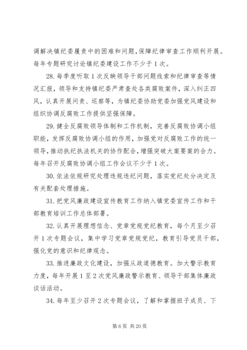 乡镇委员会某年履行党风廉政建设主体责任清单.docx