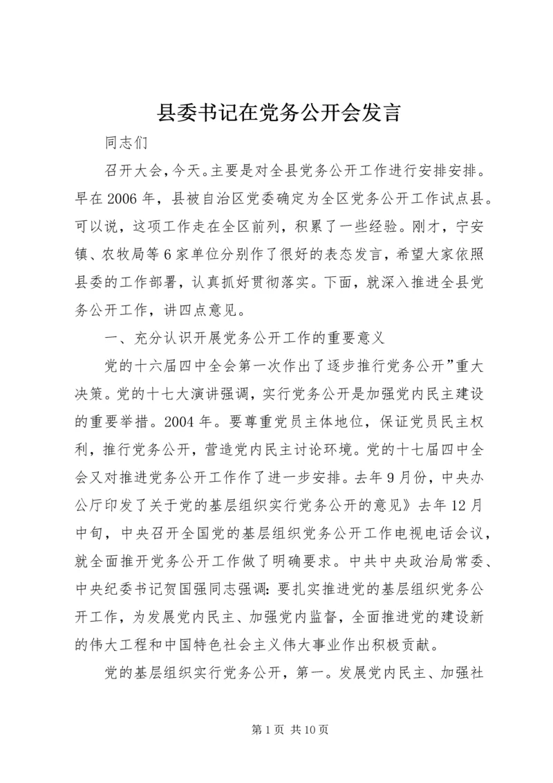 县委书记在党务公开会发言.docx