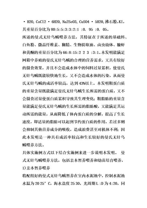 曼式无针乌贼喂养方法