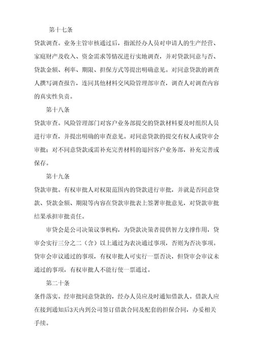 小额贷款公司贷款业务管理规定