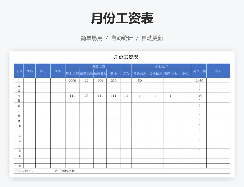 月份工资表