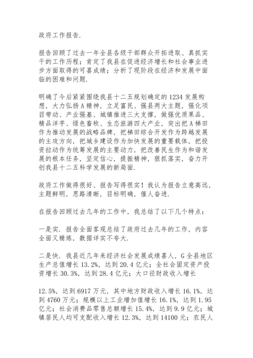 人大政府报告分组讨论发言.docx