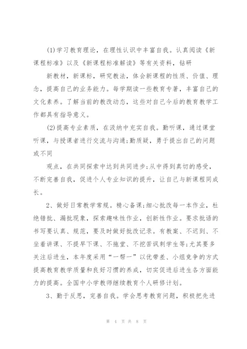 XX小学教师 继续教育 个人研修计划.docx