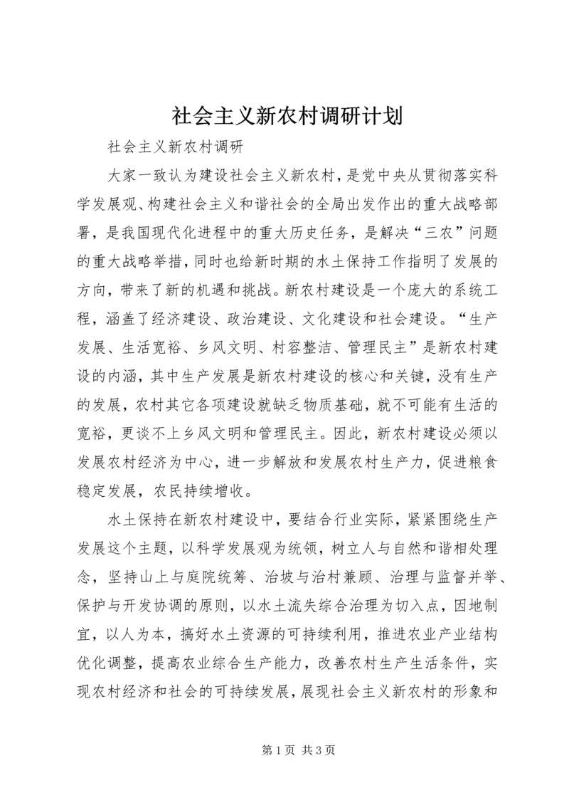社会主义新农村调研计划 (3).docx