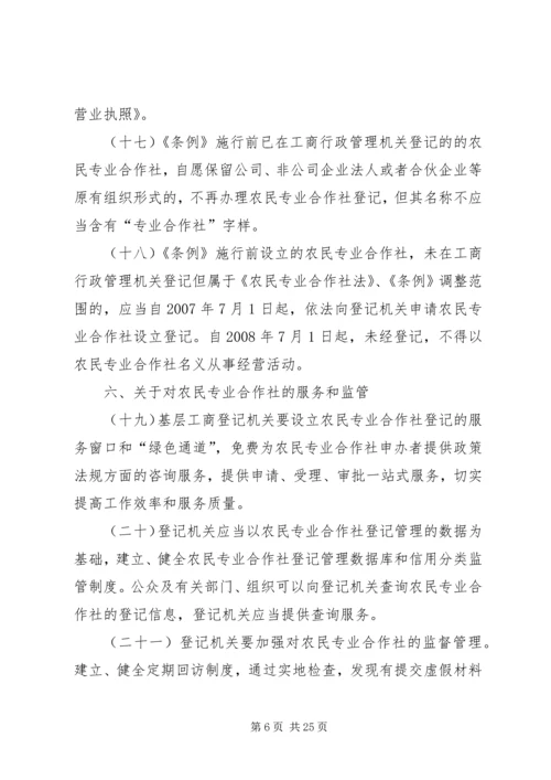 关于农民专业合作社登记管理的若干意见.docx