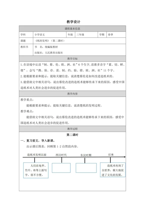 10 纸的发明第2课时 教案