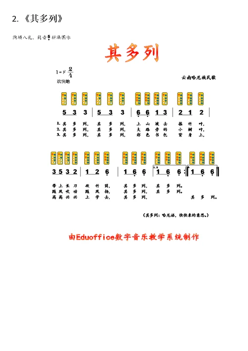 eduoffice数字音乐教学系统小乐器指法参照图示