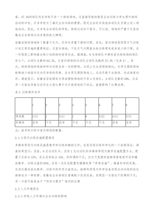 对安徽省业余排球训练基地现状的调研报告.docx