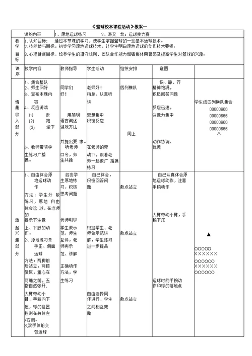 篮球兴趣小组教案 篮球教案