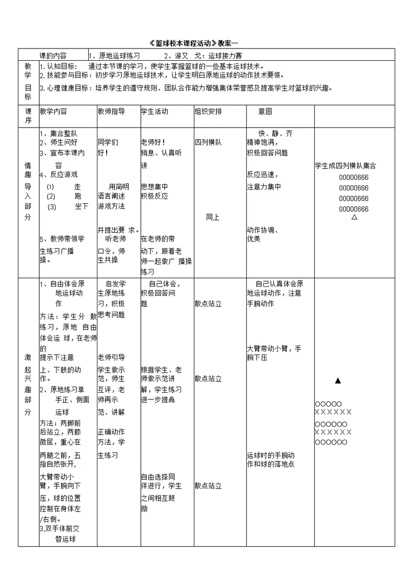 篮球兴趣小组教案 篮球教案