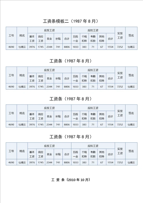 2022年单位职工工资发放明细表模版