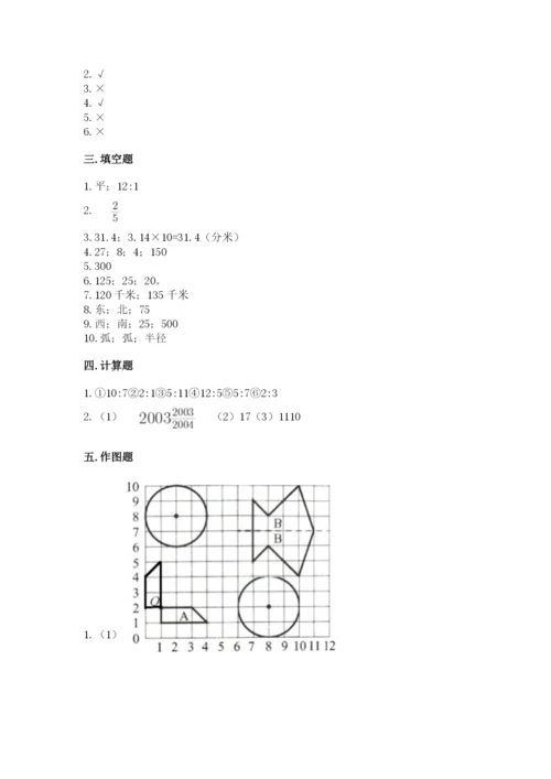 2022年人教版六年级上册数学期末测试卷附答案【达标题】.docx