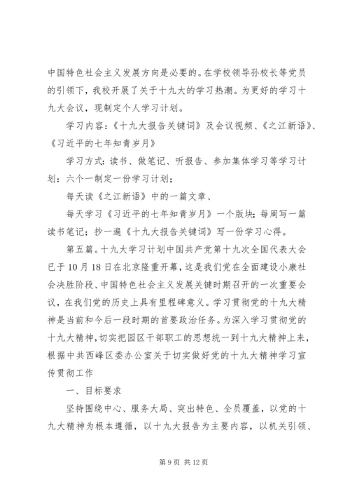 党支部学习十九大工作计划.docx