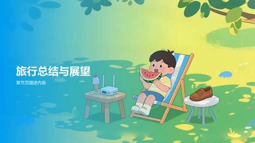 蓝色研学旅行精彩回顾PPT模板