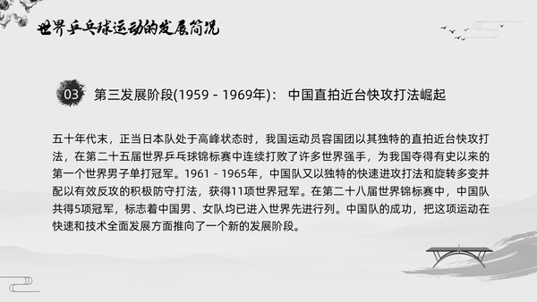 黑白中国风水墨乒乓球起源与发展小学体育PPT课件PPT模板宣传PP