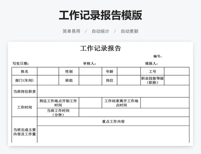 工作记录报告模版