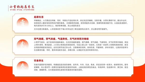红色插画国潮风中国传统节气小雪养生起居PPT