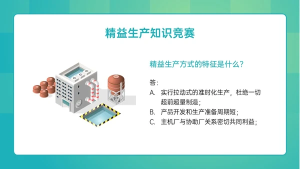 绿色简约精益生产知识竞赛培训PPT课件