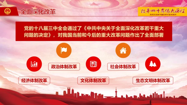 庆祝新中国改革开放四十周年PPT党课课件