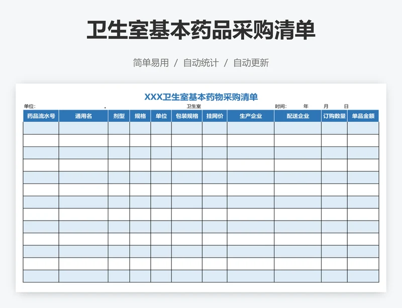 卫生室基本药品采购清单