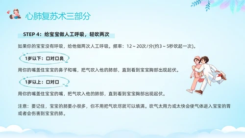 蓝色卡通儿童心肺复苏PPT模板宣传PPT动态PPT