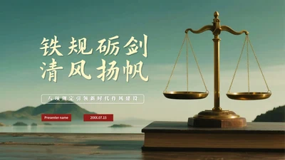 绿色清新实景风中央八项规定学习教育党课PPT模板