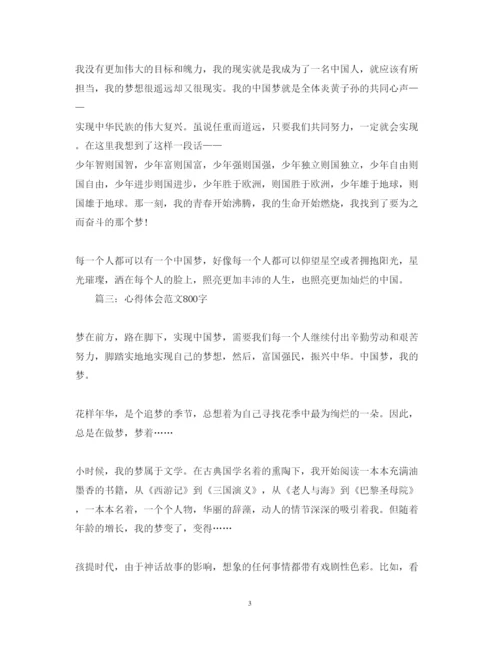 精编心得体会范文800字中国梦.docx