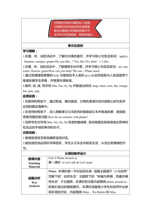 Unit4 Plants around us单元整体教学设计