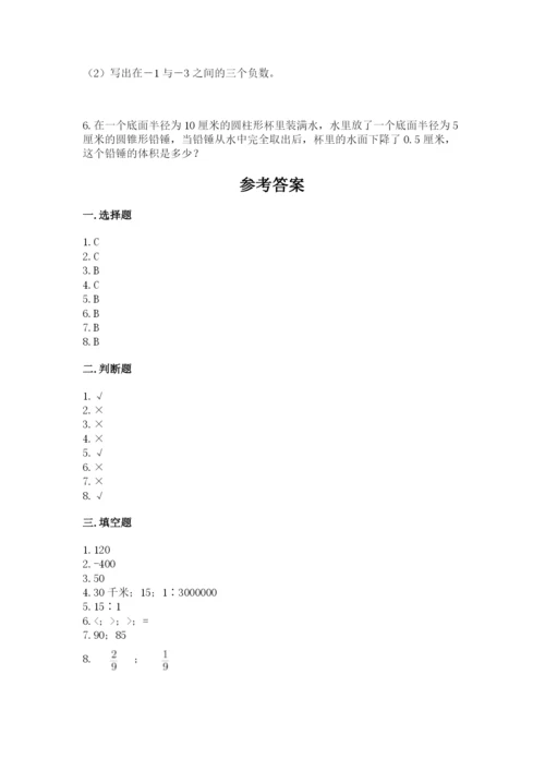 人教版六年级下册数学期末测试卷含答案【培优】.docx