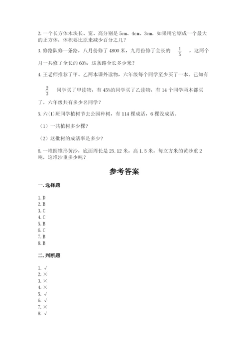 苏教版六年级下册数学期中测试卷（综合卷）.docx